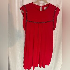 SABINA MUSAYEV Women's Luby Red Gunmetal Beading Shift Mini Dress Size Small‎